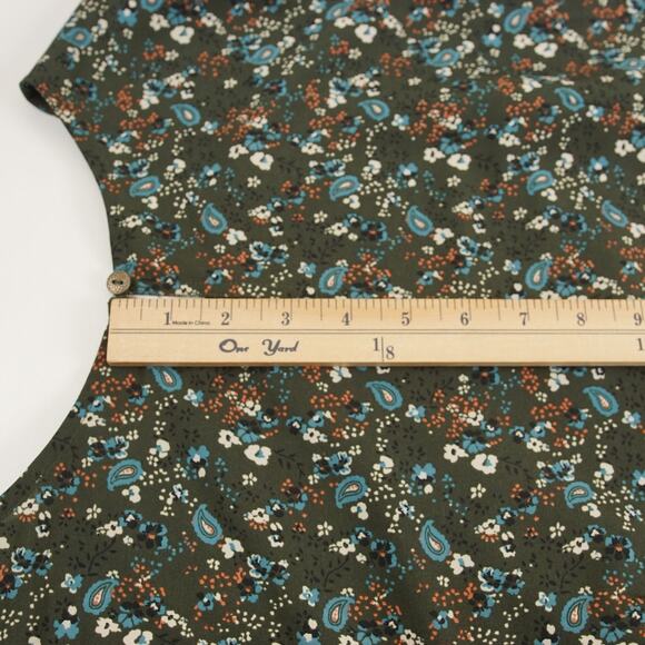 New Abercrombie & Fitch Long Sleeve Floral Green Paisley Shift Dress Womens L - Picture 10 of 11